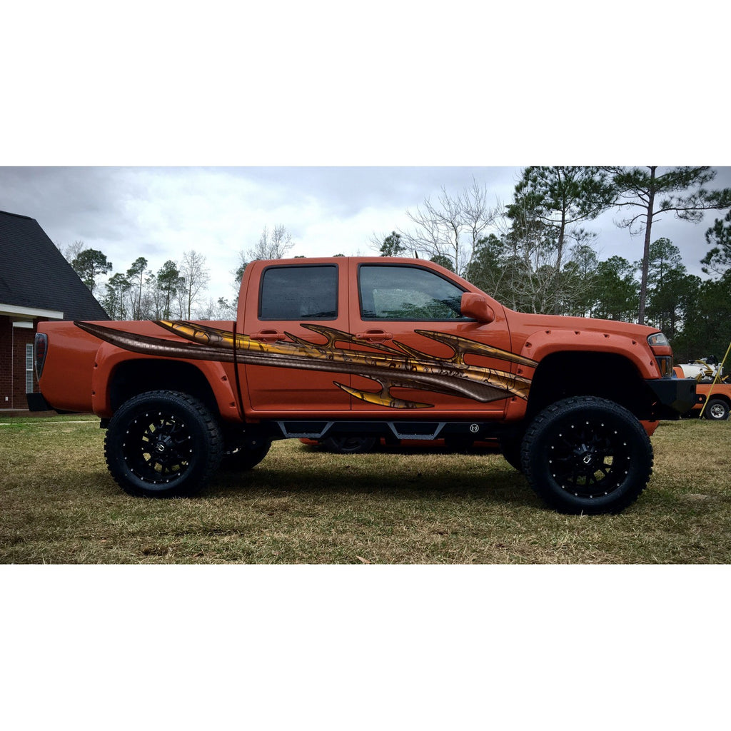Carbon Fiber Look Racing Stripes Truck Wrap, Racing Stripes Truck Graphics