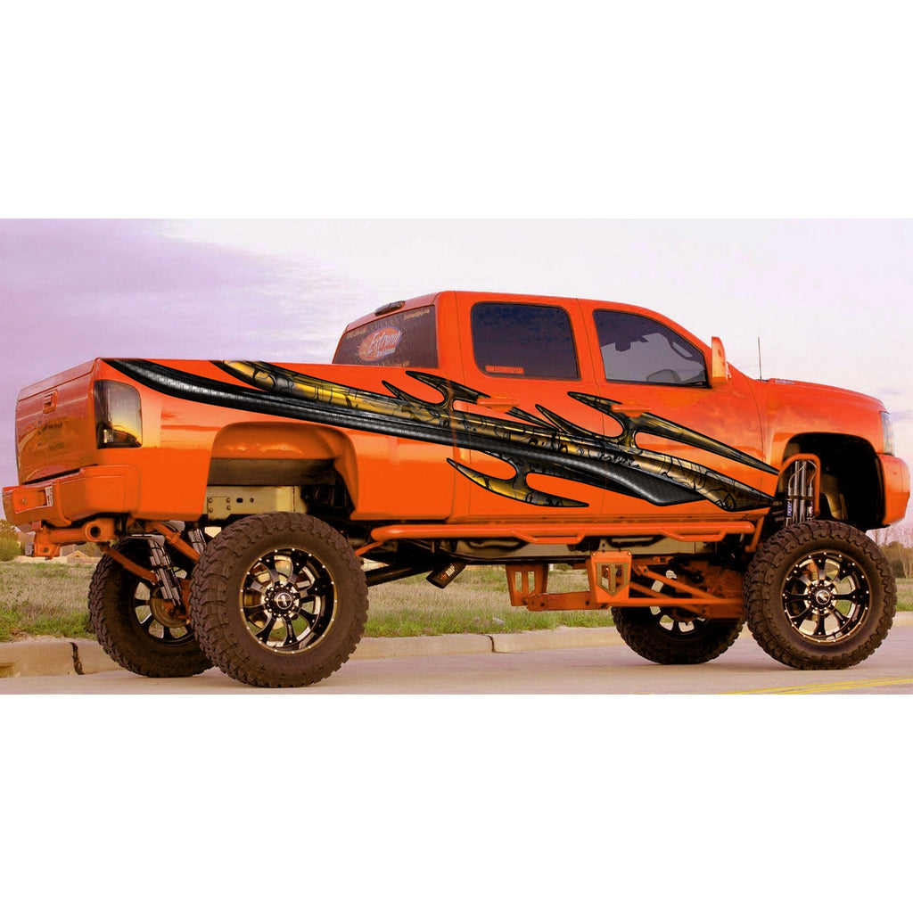 Carbon Fiber Look Racing Stripes Truck Wrap, Racing Stripes Truck Graphics
