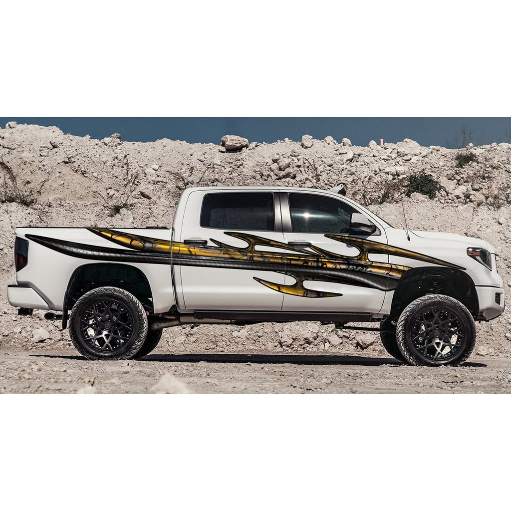 Carbon Fiber Look Racing Stripes Truck Wrap, Racing Stripes Truck Graphics