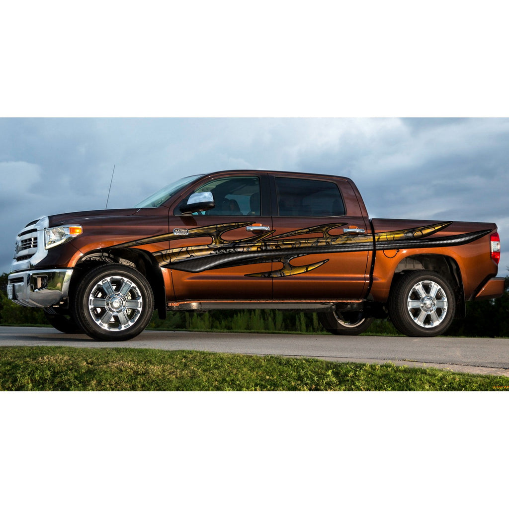 Carbon Fiber Look Racing Stripes Truck Wrap, Racing Stripes Truck Graphics