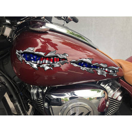 Ripped Metal Full Color Bike Decal, USA Flag Chopper Vinyl, USA Flag Crotch Rocket Graphics