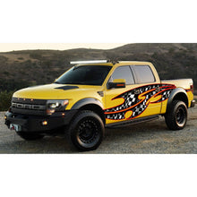 Load image into Gallery viewer, 3D Tribal Checkered Flag Truck Wrap, Tribal Checkered Flag Truck Graphics, Tribal Checkered Flag Truck Side Full Color Vinyl Sticker, Tribal Checkered Flag Truck Vinyl Side Graphics, Tribal Car Sticker