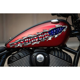 Ripped Metal USA Flag Bike Decal, USA Flag Chopper Vinyl Graphics, USA Flag Crotch Rocket Sticker, USA Flag Motorcycle Vinyl Decal
