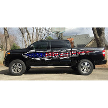 Load image into Gallery viewer, Ripped USA Flag Truck Graphics, USA Flag Truck Side Full Color Vinyl Sticker, USA Flag Truck Vinyl Side Graphics, American Flag Car Sticker