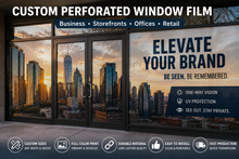 Load image into Gallery viewer, Custom Storefront Window Graphics | Perforated One-Way Vision Business Film