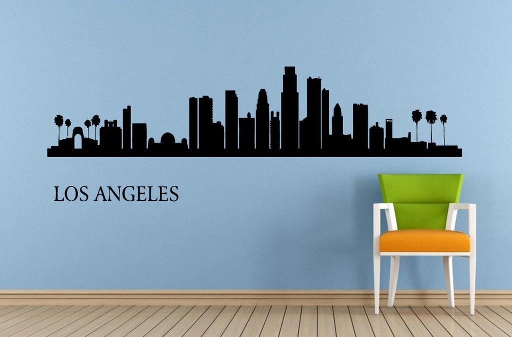 Hollywood Sign Word California Hills La Los Angeles Ca Mountains Skyline City View Wall Decal Vinyl Sticker Mural Room Decor L1683