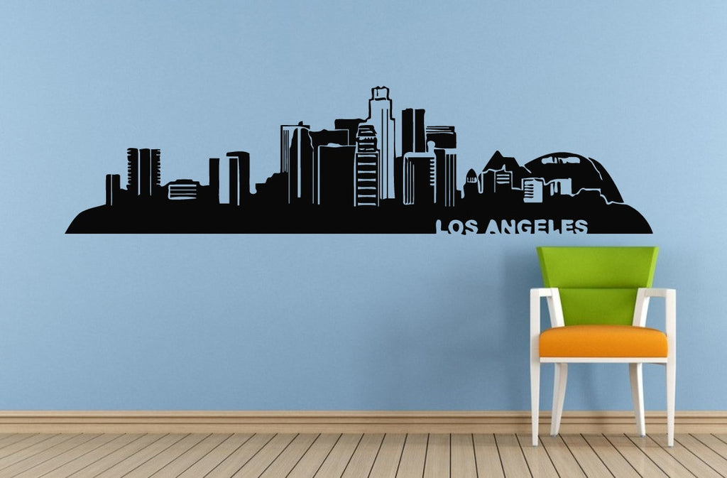 Hollywood Sign Word California Hills La Los Angeles Ca Mountains Skyline City View Wall Decal Vinyl Sticker Mural Room Decor L1684