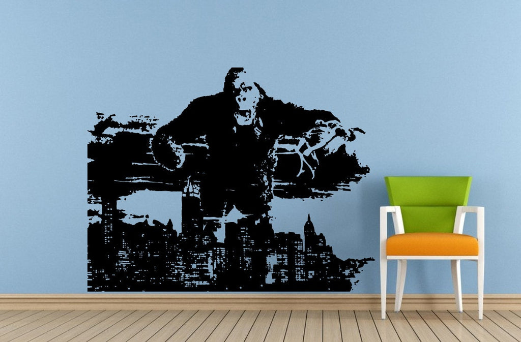 King Giant Big Gorilla Monkey Animal City Skyscrapers Movie Scene Wall Decal Vinyl Sticker Mural Room Decor L1686