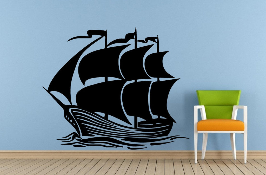 Sail Boat Old Ship Yat Liner Ocean Sea Lake River Transport Wall Decal Vinyl Sticker Mural Room Decor L1689