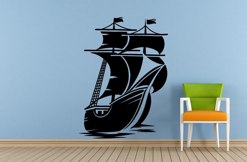 Sail Boat Old Ship Yat Liner Ocean Sea Lake River Transport Wall Decal Vinyl Sticker Mural Room Decor L1694