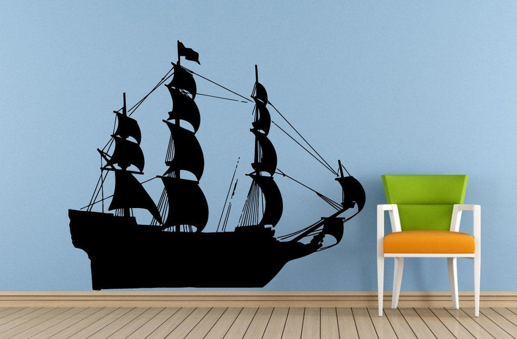 Sail Boat Old Ship Yat Liner Ocean Sea Lake River Transport Wall Decal Vinyl Sticker Mural Room Decor L1695