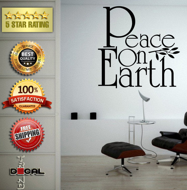 Peace On Earth Saying Quotation Wall Decal Vinyl Sticker Mural Room Decor L1749
