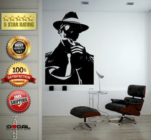 Load image into Gallery viewer, Mafia Gangster Black Suit Cigar Smoking Wall Decal Vinyl Sticker Mural Room Decor L1763