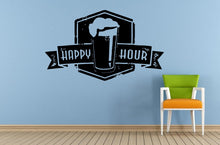Load image into Gallery viewer, Happy Hour Cocktails Drinks Specials Stamp Sign Logo Store Shop Salon Window Wall Decal Vinyl Sticker Mural Room Decor L1713