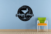 Load image into Gallery viewer, Happy Hour Cocktails Drinks Specials Stamp Sign Logo Store Shop Salon Window Wall Decal Vinyl Sticker Mural Room Decor L1712