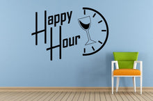 Load image into Gallery viewer, Happy Hour Cocktails Drinks Specials Stamp Sign Logo Store Shop Salon Window Wall Decal Vinyl Sticker Mural Room Decor L1719