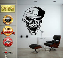 Load image into Gallery viewer, Skull Head Military Beret Hat Vinyl Sticker Mural Room Decor L1778