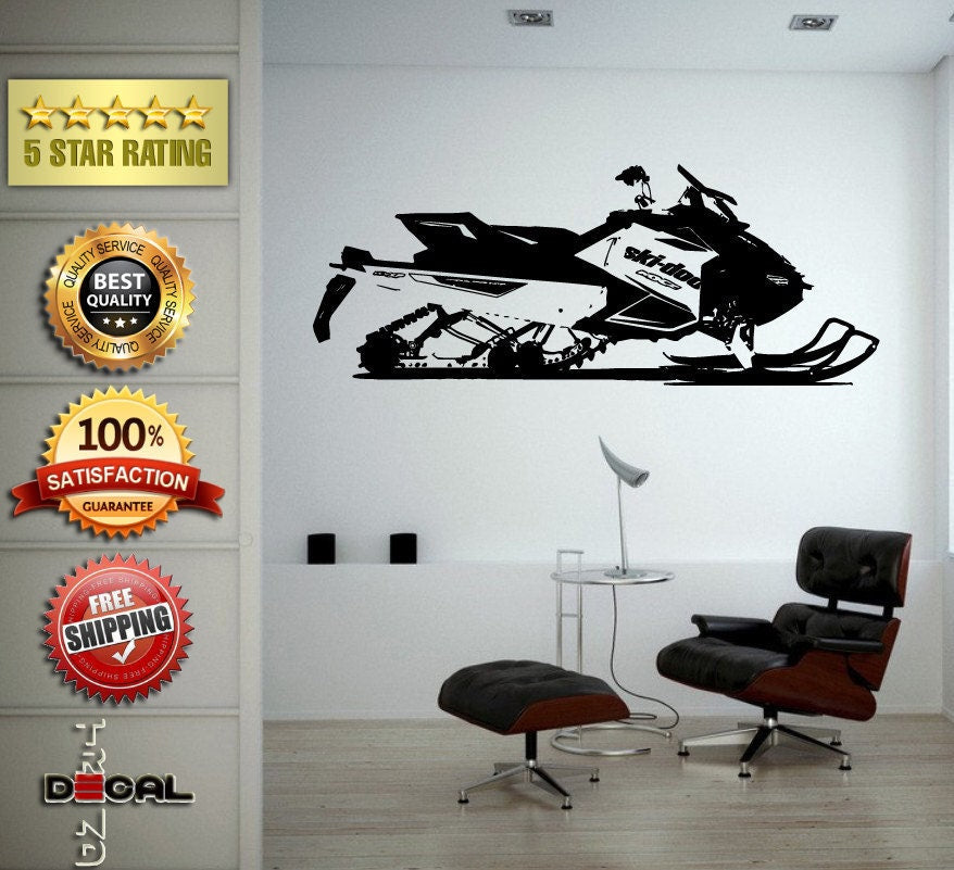 Ski Snowmobile Wall Vinyl Sticker Mural Room Decor L1782