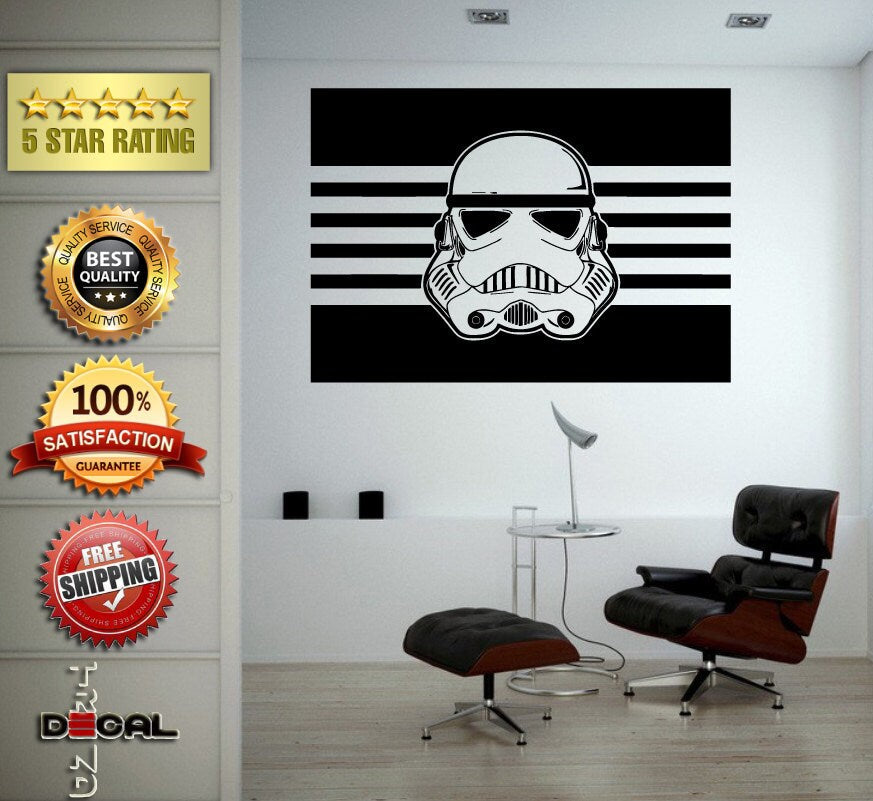 Star Space Warrior Galaxy Fighter Helmet Wall Vinyl Sticker Mural Room Decor L1784