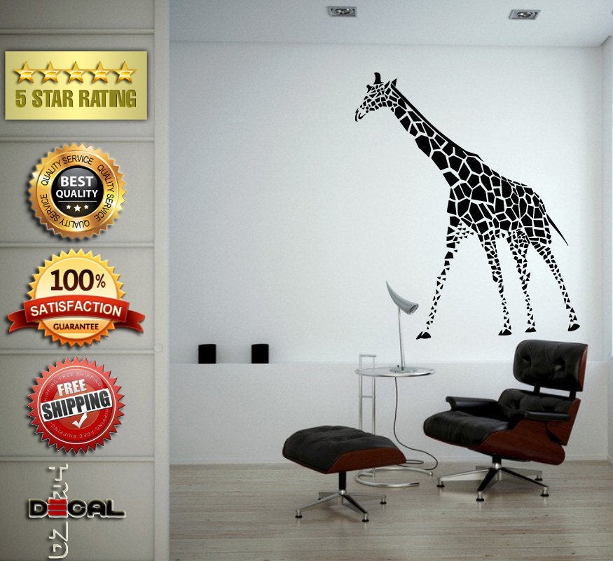 Giraffe Tall African Animal Safari Wall Vinyl Sticker Mural Room Decor L1786