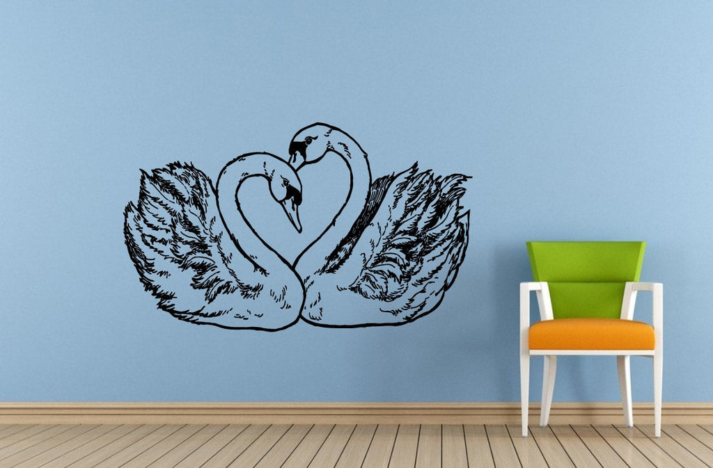Two Beautiful Graceful Lake Birds Swans Window Wall Decal Vinyl Sticker Mural Room Decor L1723