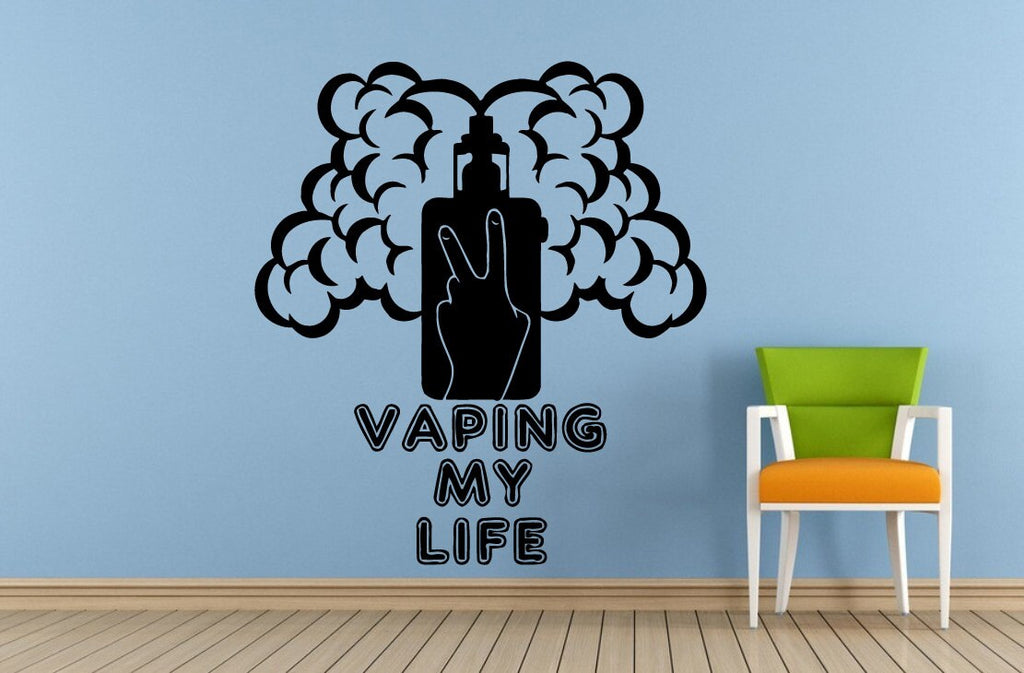 Vaping My Life E Cigarette Vape Shop Bar Store Vapor Cloud Window Wall Decal Vinyl Sticker Mural Room Decor L1724