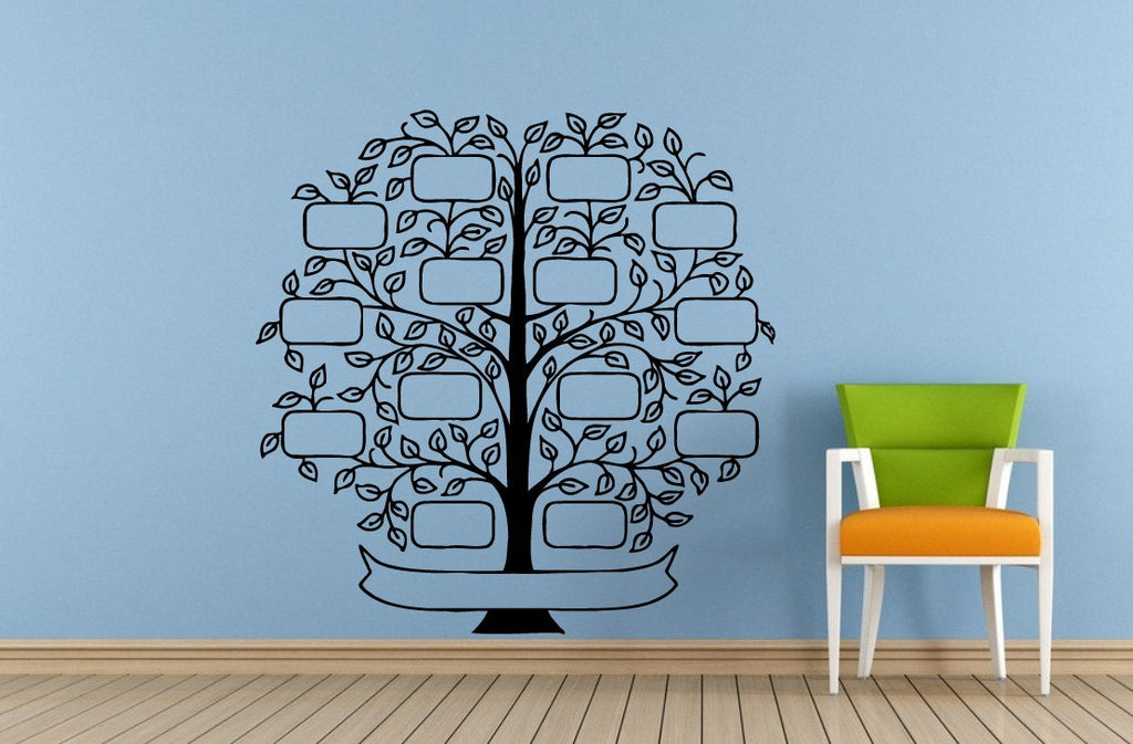 Big Family Tree Picture Frame Birds Floral Flower Pattern Window Wall Decal Vinyl Sticker Mural Room Decor L1731
