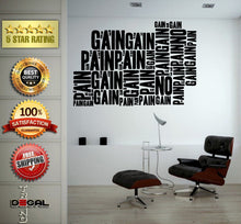 Load image into Gallery viewer, No Pain No Gain Lifting Weights Training Gym Athletics Body Building Physical Education Gymnasium Wall Vinyl Sticker Mural Room Decor L1791