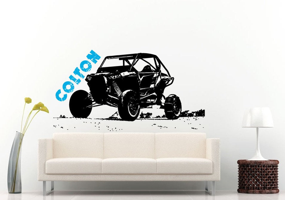 Big Atv 4 Four Wheel Drive Quad Custom Personalized Name Window Wall Decal Vinyl Sticker Mural Room Decor L1748
