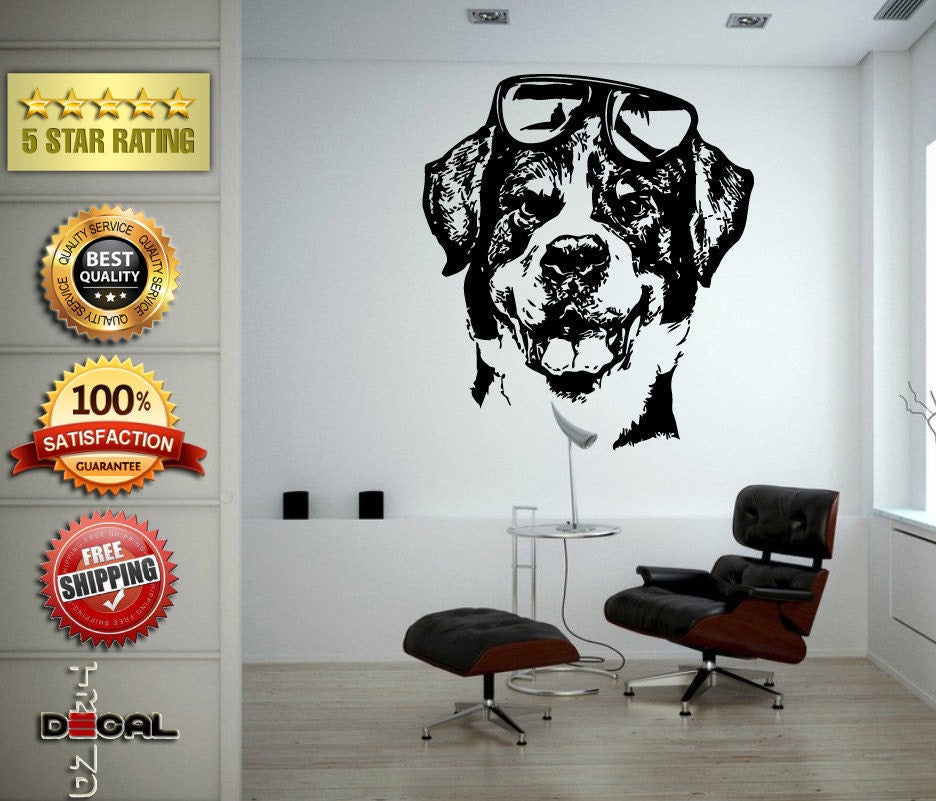 K9 Dog Head Rottweiler Breed Man's Best Friend Wall Decal Vinyl Sticker Mural Room Decor L1752
