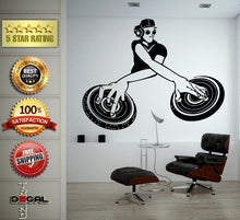 Load image into Gallery viewer, Dj Disk Jockey Turn Tables Headphones Music Night Club Wall Decal Vinyl Sticker Mural Room Decor L1756