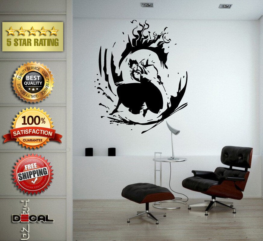 Samurai Japanese Ancient Warrior Splash Wall Decal Vinyl Sticker Mural Room Decor L1758