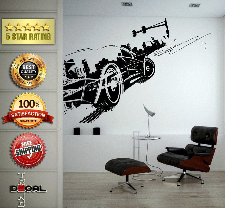 Sports Exotic Racing New Old School Muscle Car Vehicle Wall Vinyl Sticker Mural Room Decor L1820