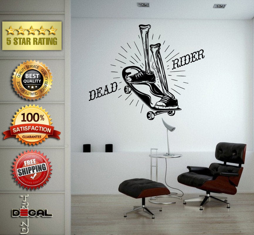 Dead Skateboard Rider Extreme Sport Wall Decal Vinyl Sticker Mural Room Decor L1769