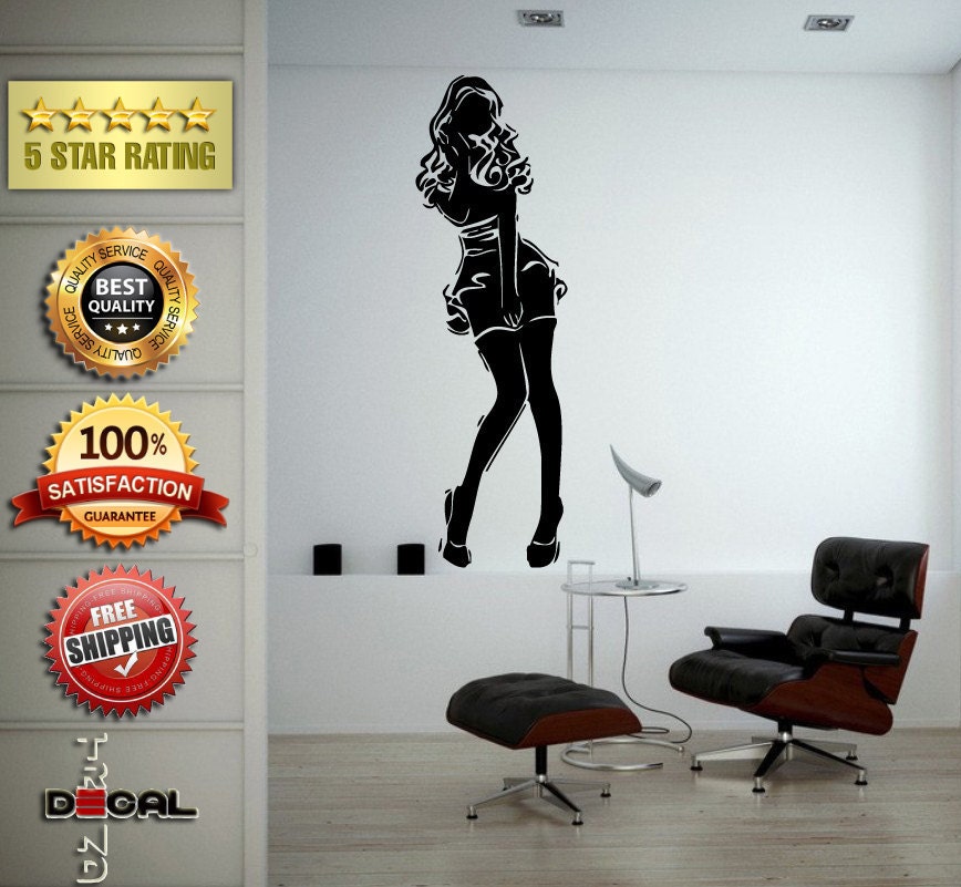 Girl Woman Beautiful Dress Model Wall Decal Vinyl Sticker Mural Room Decor L1770