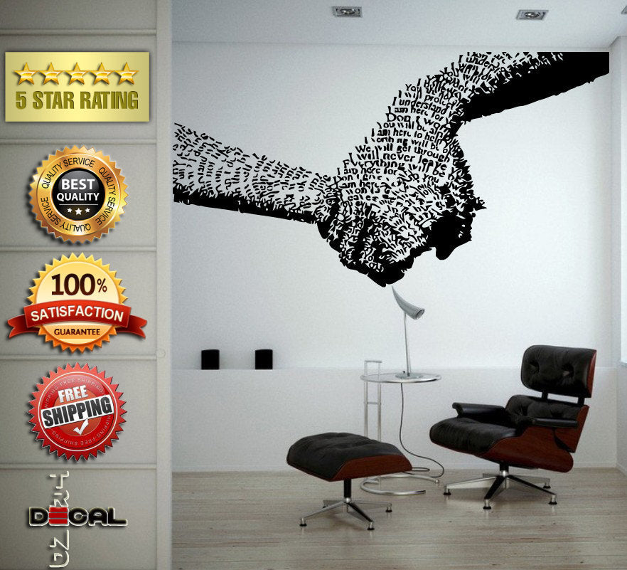 Holding Hands Wall Decal Vinyl Sticker Mural Room Decor L1776