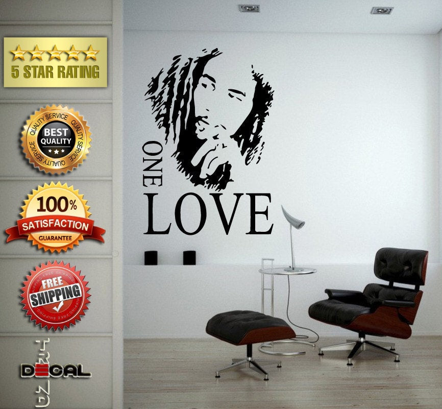 One Love Famous Musician Portrait Poster Music Wall Window Car DIY Sticker Decal Vinyl Silhouette Clip Art Vector Decor Free Shipping L1849