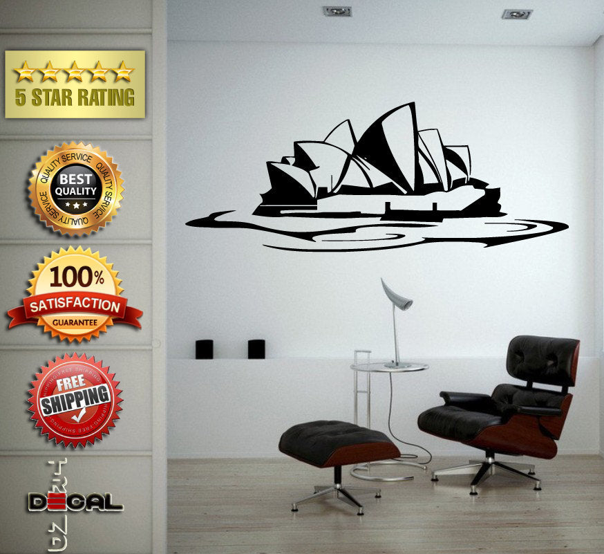 Sydney Opera House Australia Landmark Skyline Wall Window Car DIY Sticker Decal Vinyl Silhouette Clip Art Vector Decor Free Shipping L1850