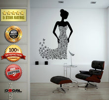 Load image into Gallery viewer, Butterfly Dress Girl Model Bride Beautiful Fashion Natural Nature Design Wall Window Sticker Decal Vinyl Silhouette Decor L1857