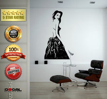 Load image into Gallery viewer, Flower Pattern Dress Girl Model Bride Beautiful Fashion Woman Pretty Design Wall Window Sticker Decal Vinyl Silhouette Decor L1863