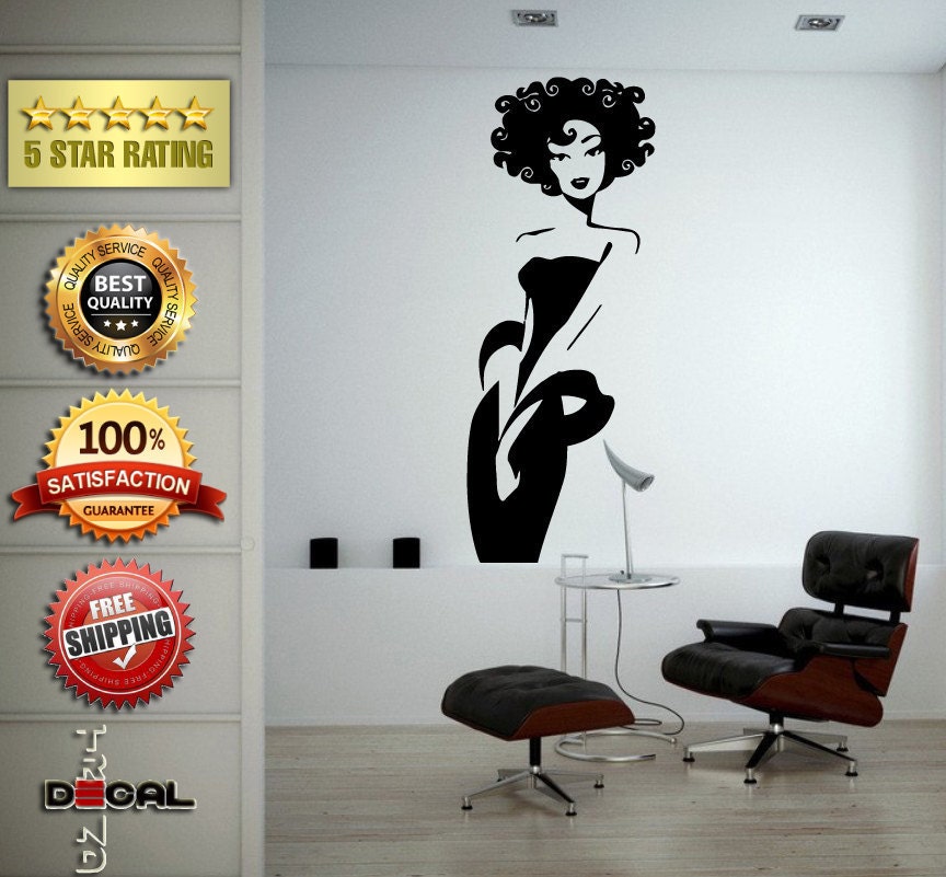Flower Pattern Dress Girl Model Bride Beautiful Fashion Woman Pretty Design Wall Window Sticker Decal Vinyl Silhouette Decor L1869