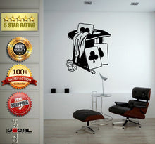 Load image into Gallery viewer, Magic Wand Playing Cards Cylinder Top Hat Magicians Kit Wall Window Sticker Decal Vinyl Silhouette Decor L1881