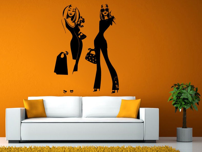 Fashion Shopping Style Woman Female Girl Dressing Design Swag Getup Wall Window Sticker Decal Vinyl Silhouette Decor L1912
