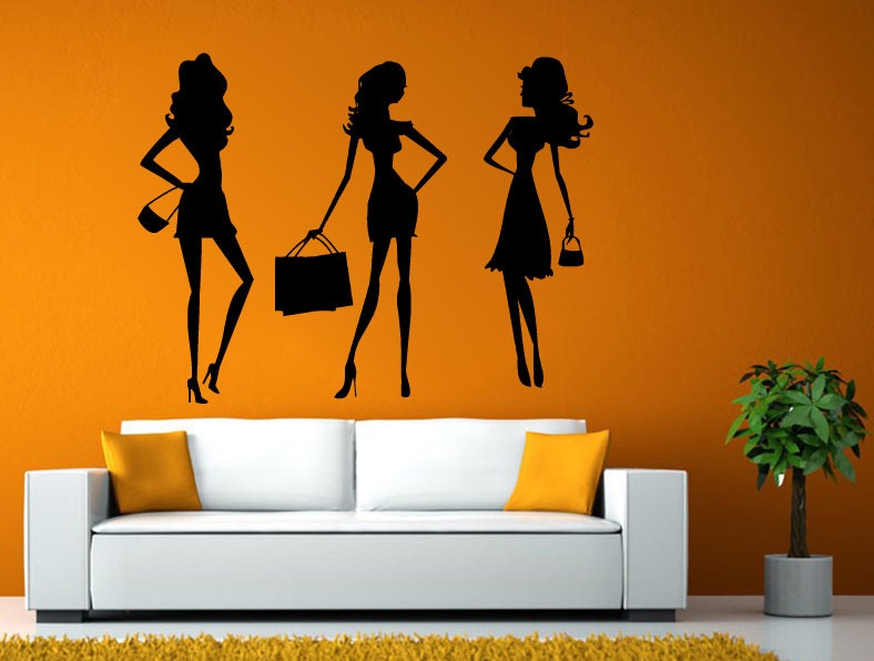 Fashion Shopping Style Woman Female Girl Dressing Design Swag Getup Wall Window Sticker Decal Vinyl Silhouette Decor L1917