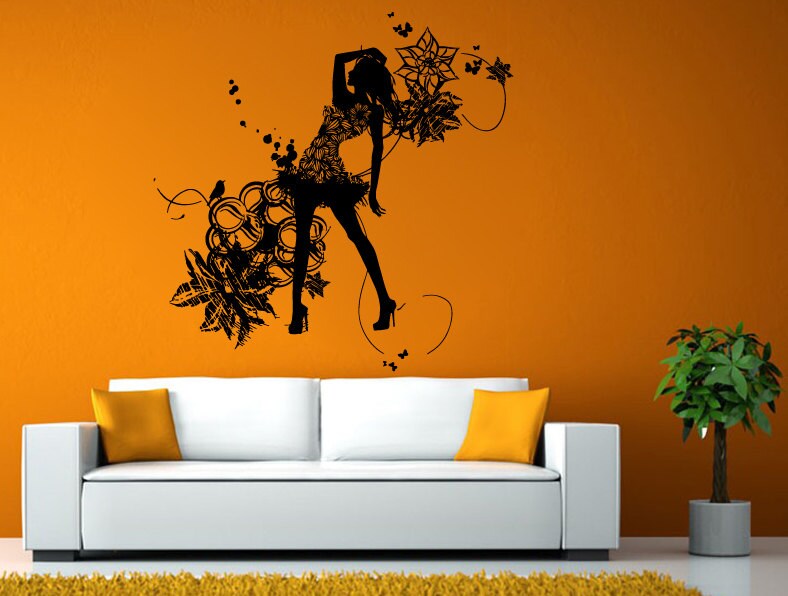 Fashion Shopping Style Woman Female Girl Dressing Design Swag Getup Wall Window Sticker Decal Vinyl Silhouette Decor L1918