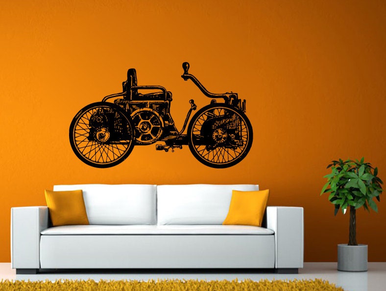 Antique Car Old School First Vehicle Big Wheel Wall Window Sticker Decal Vinyl Fathead Mural Decor L1927
