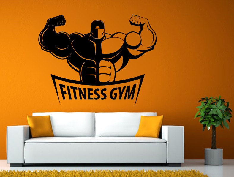 Fitness Gym Gymnasium Training Lifting Weights Work Out Wall or Window Sticker Decal Vinyl Fathead Mural Decor L1931