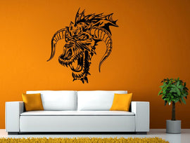 Dragon Horns Head Flying Reptile Animal Wall or Window Sticker Decal Vinyl Fathead Mural Decor L1942