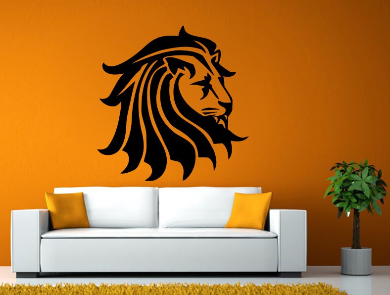 Lion Mane Head Jungle Africa Predator Cat Animal Wall or Window Sticker Decal Vinyl Fathead Mural Decor L1949