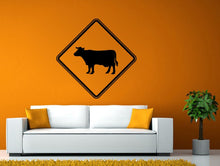 Load image into Gallery viewer, Cow Road Sign Country Animal Wall or Window Sticker Decal Vinyl Fathead Mural Decor L1982
